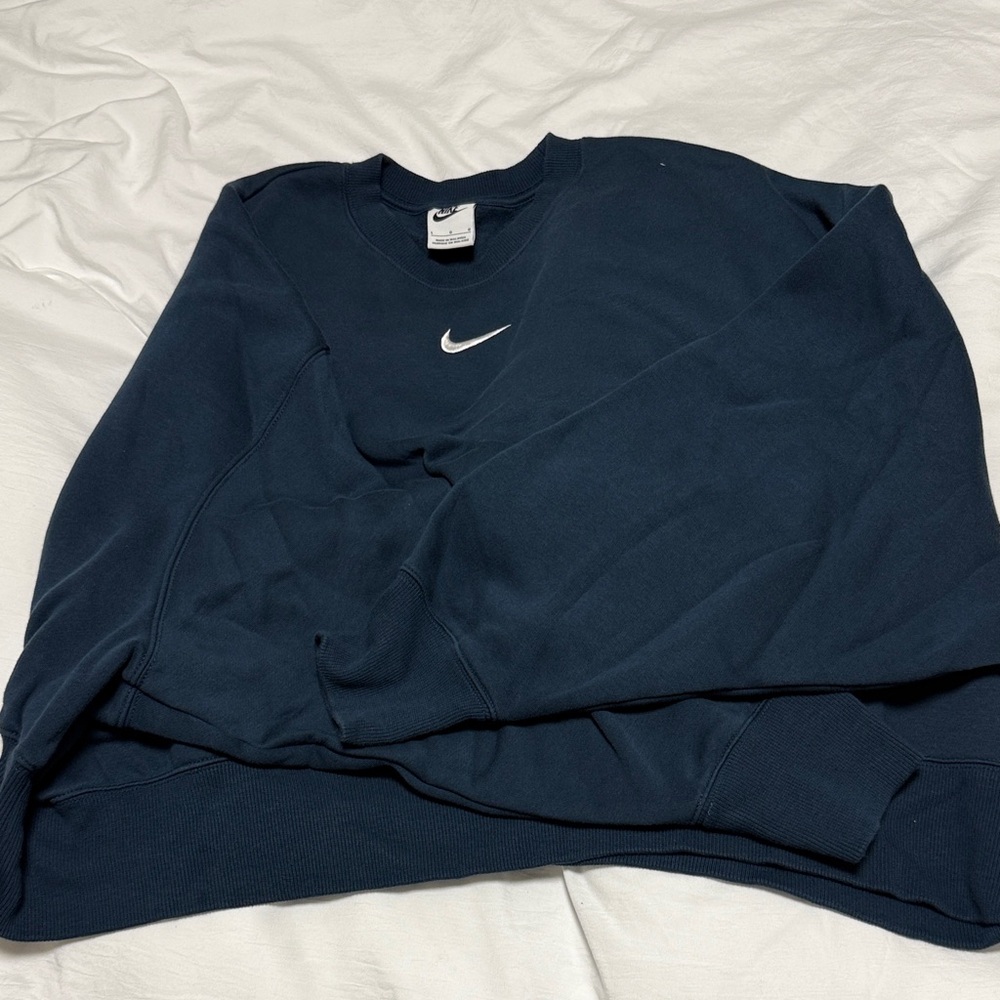 Nike Women Deep Blue Teal Crewneck Sweater oversized crop